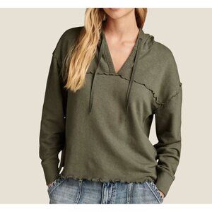 NWT Lucky Brand Hooded Lightweight Sweatshirt Green Cotton Stretch Size XL